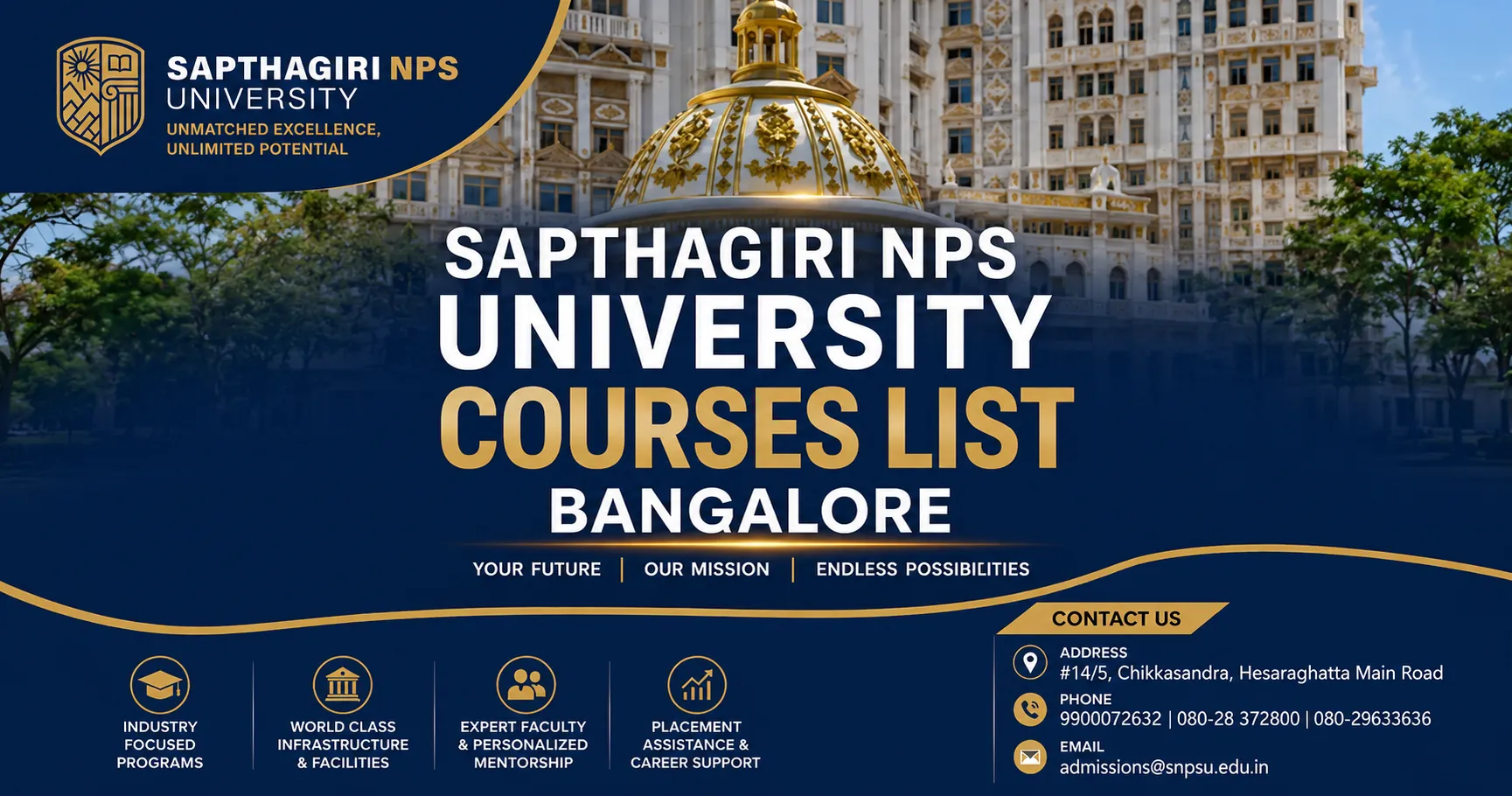 Sapthagiri NPS University Courses List Bangalore | Programs & Eligibility