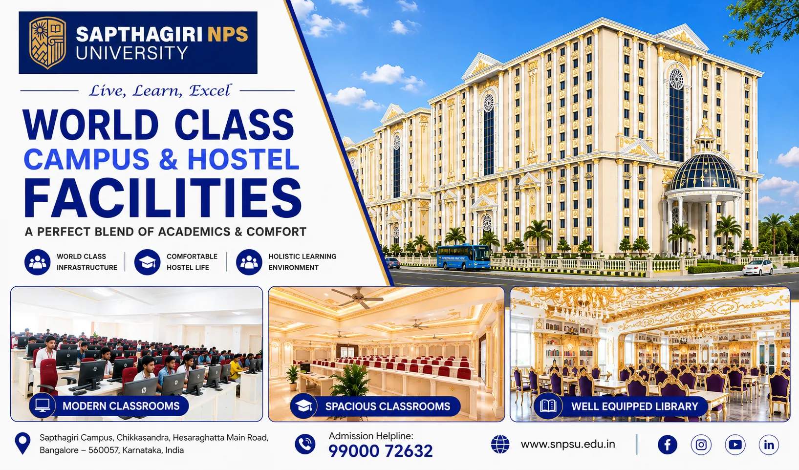 Sapthagiri NPS University Campus and Hostel Facilities