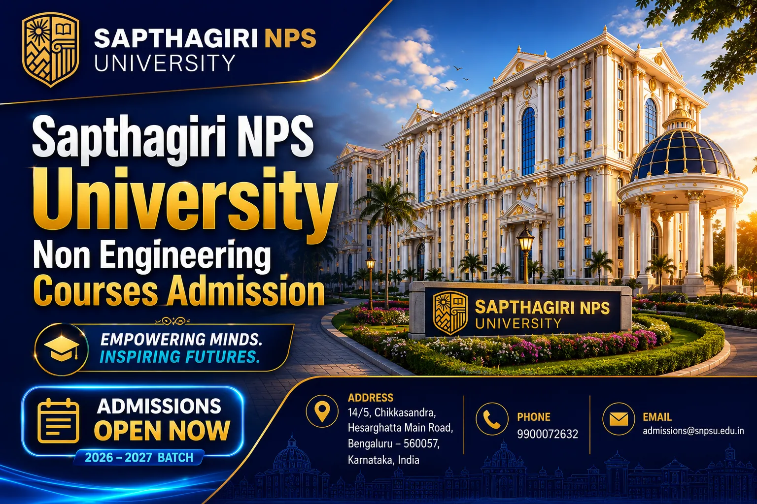 Sapthagiri NPS University Non-Engineering Admissions 2026–2027 | BBA, B ...