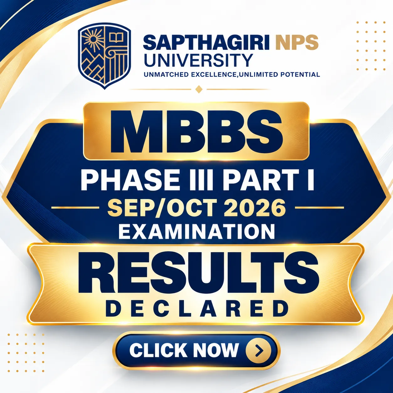 MBBS PHASE III PART I SEP/OCT 2026 EXAMINATION RESULTS DECLARED.