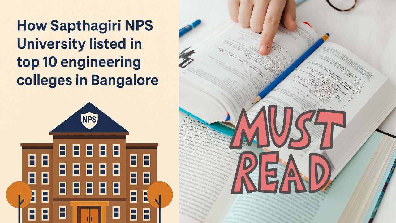 Modern Sapthagiri NPS University campus with engineering students and advanced labs in Bangalore.
